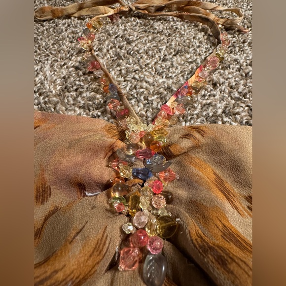 Vintage Silk I.C.E. Beaded Halter Dress Size 6 - Picture 5 of 10